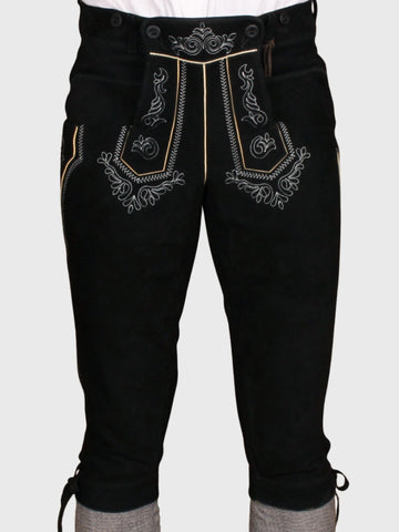 Mens Black Bavarian Suede Leather Bundhosen