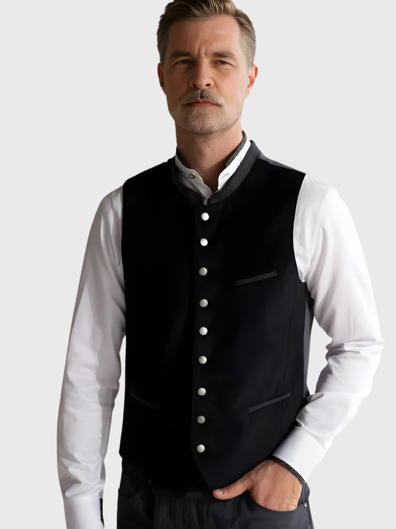 Mens Black Velvet Oktoberfest Waistcoat