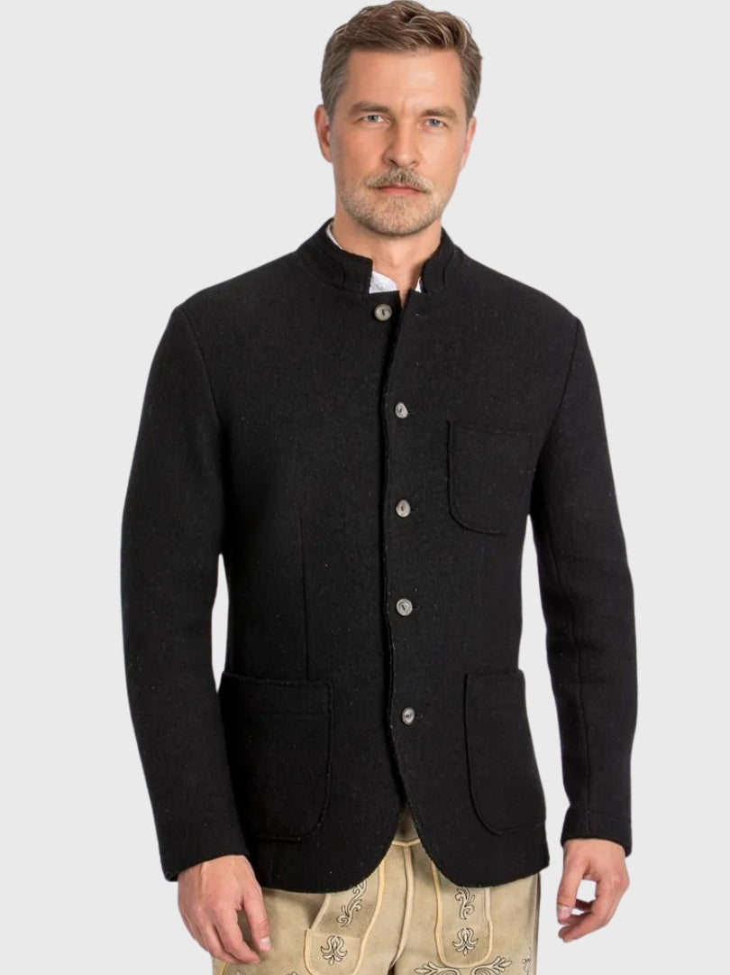 Mens Black Wool Bavarian Janker Coat