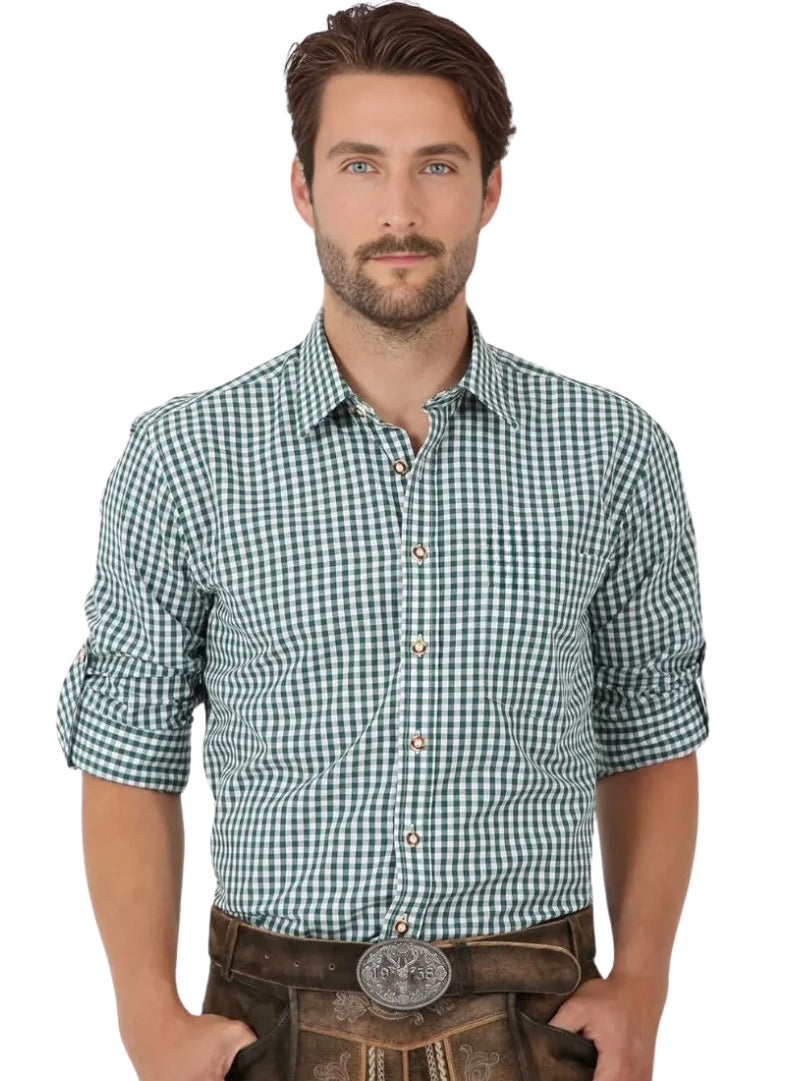 Mens Green Checkered Bavarian Oktoberfest Shirt