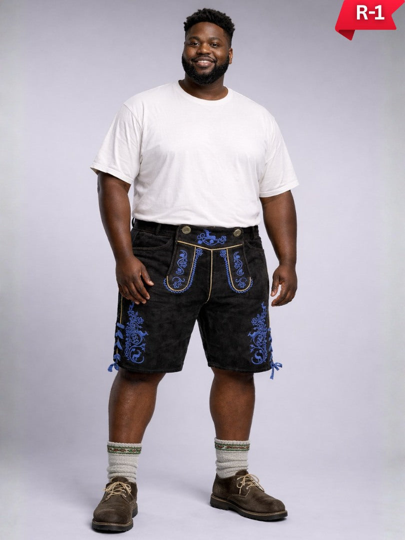 men wearing plus size lederhosen traditional bavarian shorts