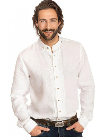 Mens White Linen Bavarian Trachten Shirt
