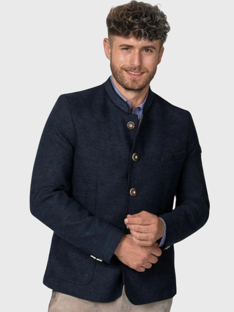Navy Wool Bavarian Trachten Jacket for Men