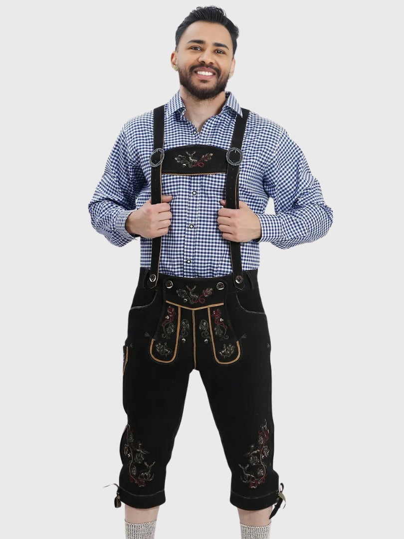 Oktoberfest Black Suede Bundhosen