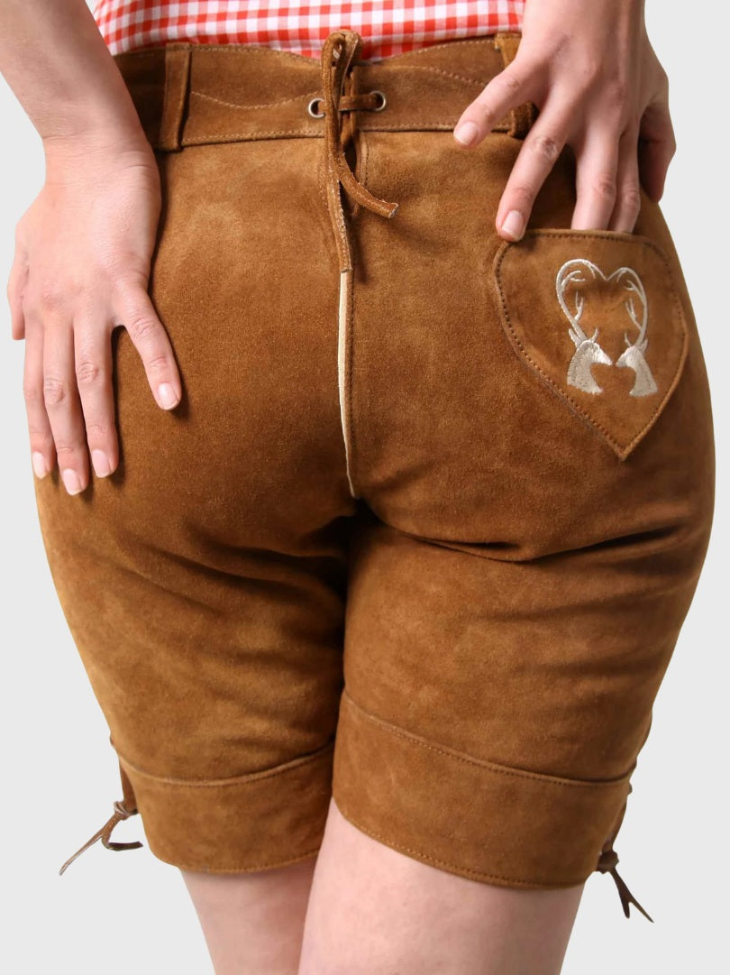 Oktoberfest Brown Lederhosen Shorts for Women