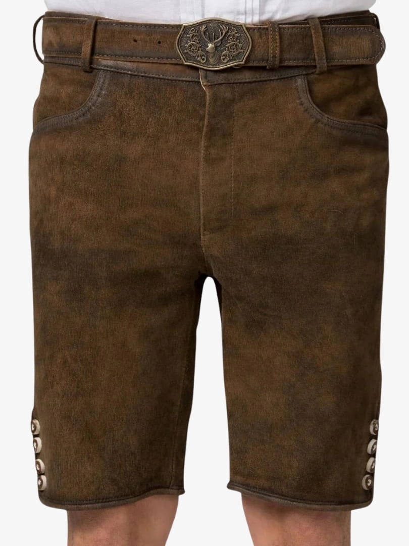 Oktoberfest Brown Plus Size Lederhosen for Men in Premium Suede Leather