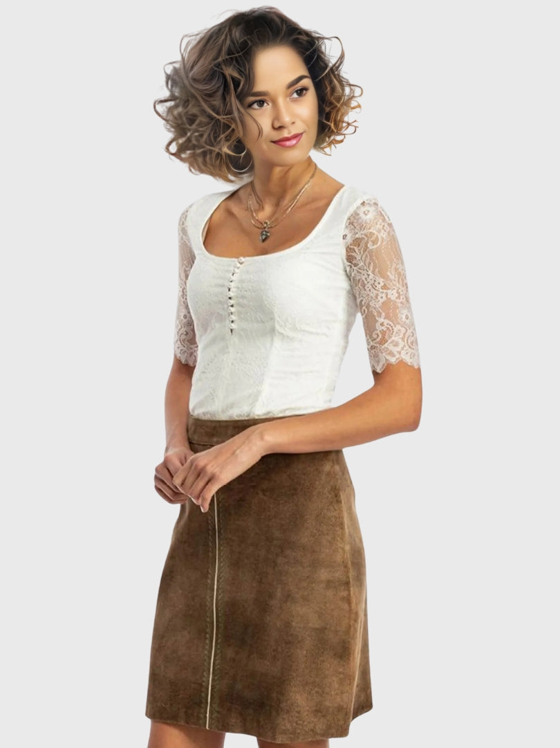 Oktoberfest Brown Suede Skirt for Women
