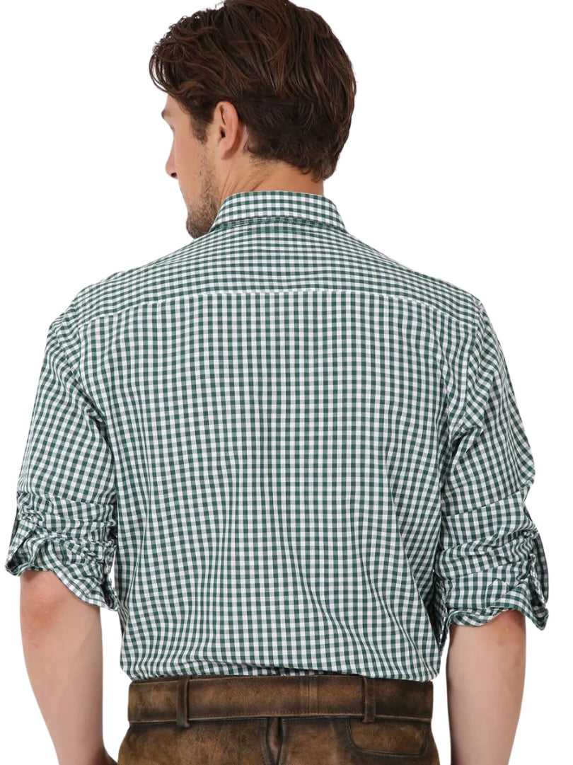 Oktoberfest Green Plaid Bavarian Dress Shirt for Men