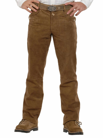 Oktoberfest Lederhosen Pants 2026 Mens front view in brown suede leather