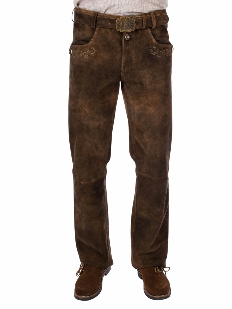 Oktoberfest Lederhosen pants mens made from brown suede leather
