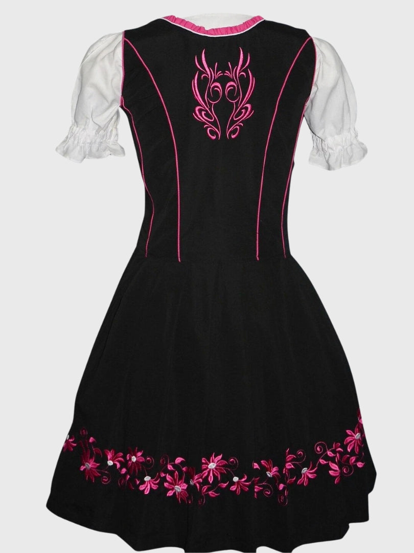 Womens Pink and Black Bavarian Dirndl Dress
