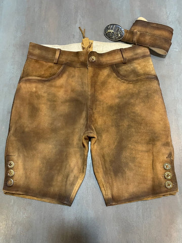 Mens Rustic Brown Premium Lederhosen Short
