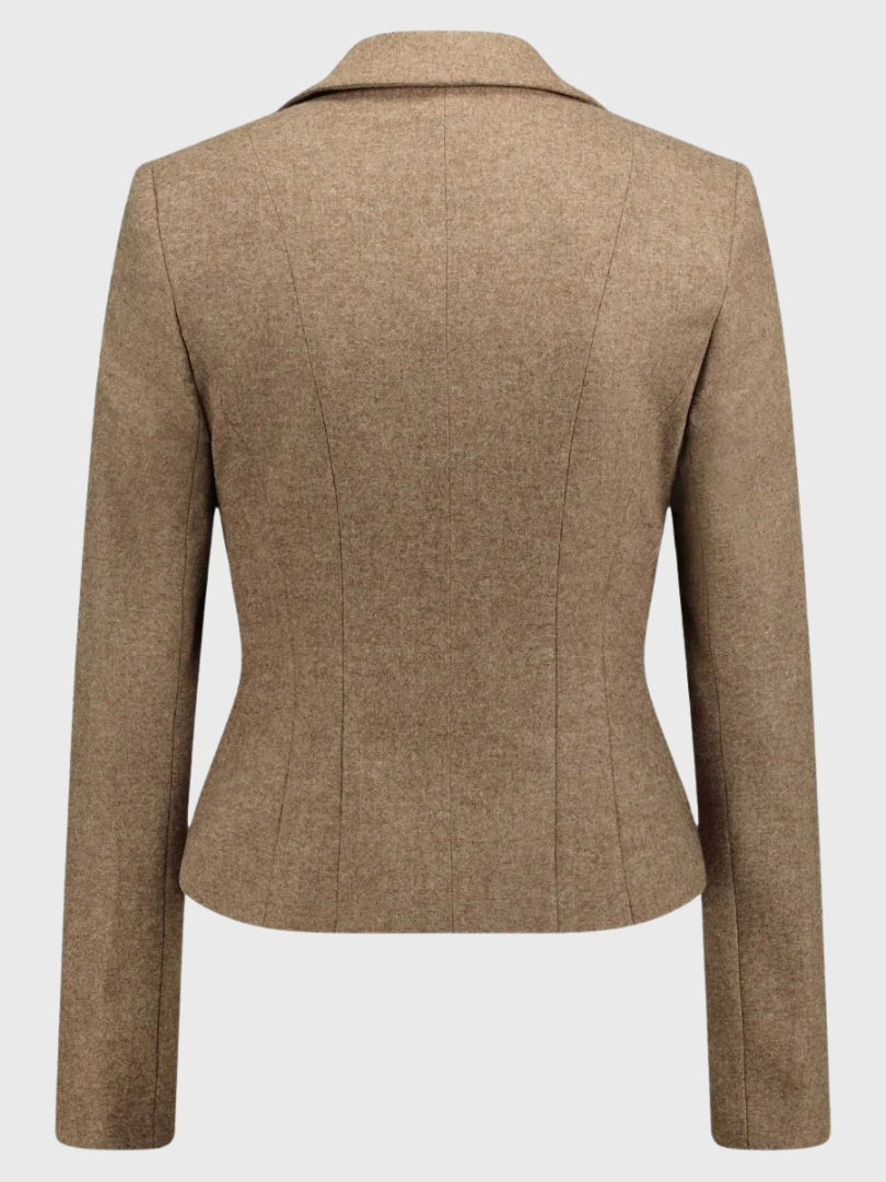 Premium Wool Blend Brown Tailored Blazer