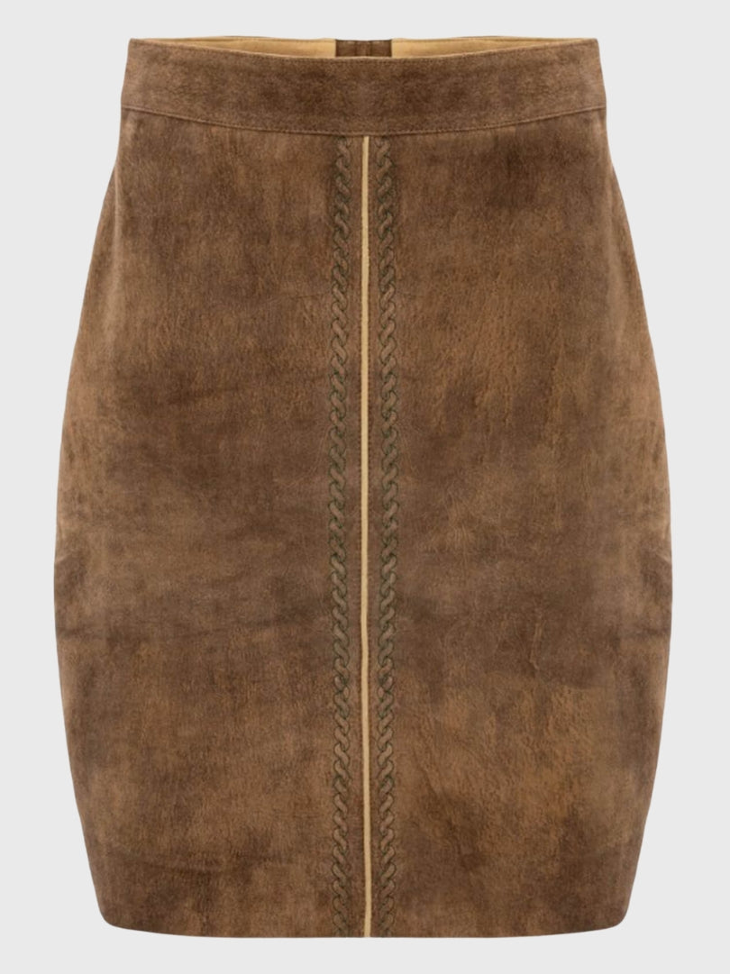 Oktoberfest Brown Suede Skirt for Women