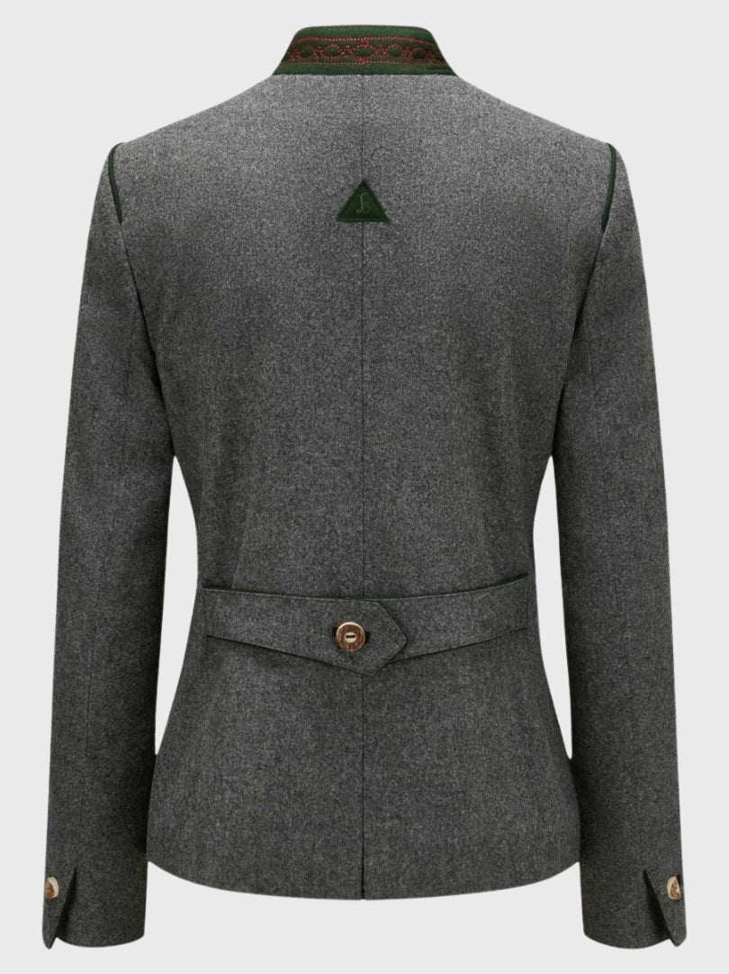 Tailored Grey Jacket with Contrast Trim
