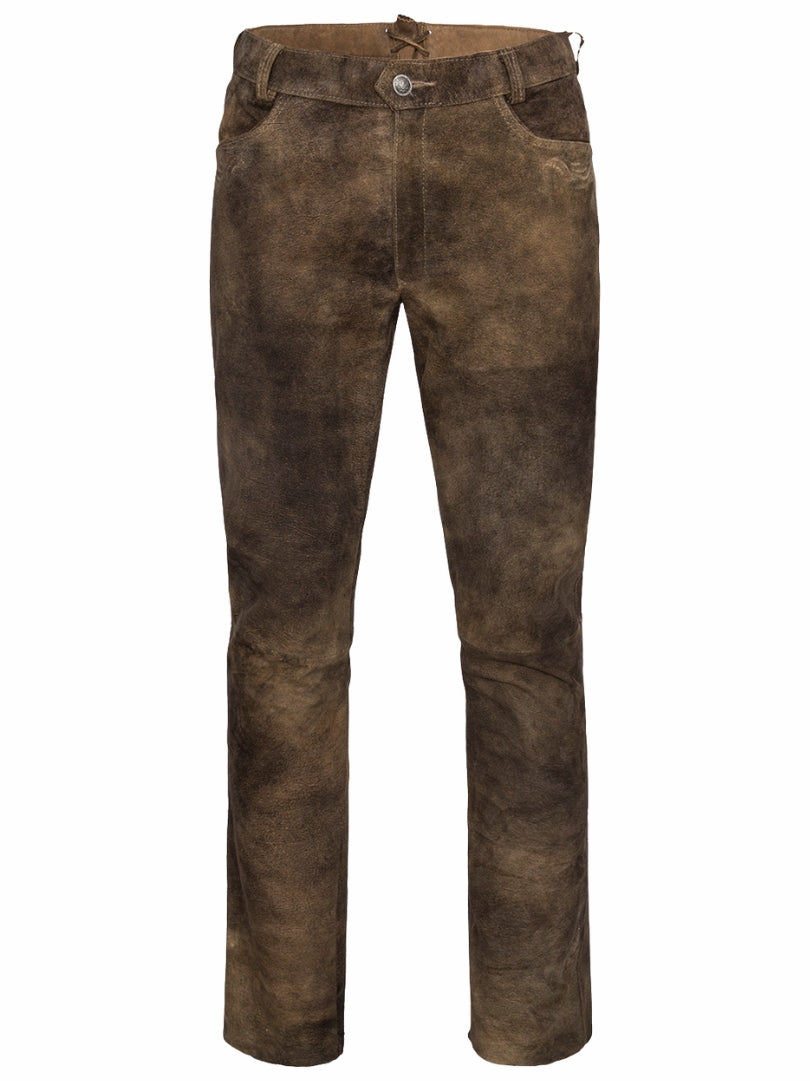 Trachten leather pants men make in brown suede leather