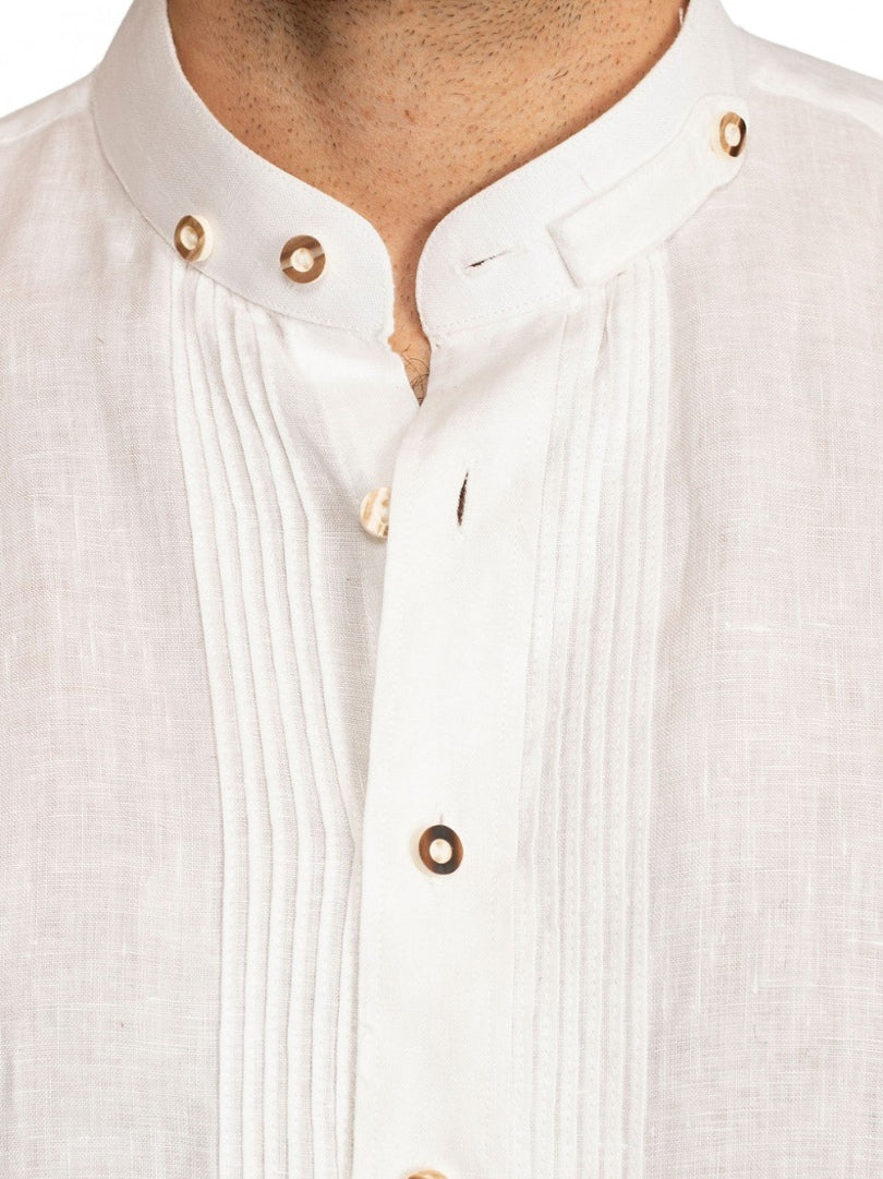 Mens White Linen Bavarian Trachten Shirt
