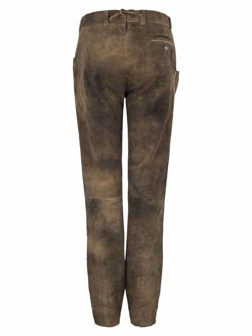 Traditional Bavarian lederhosen pants suede leather texture