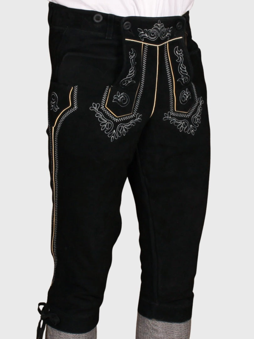 Mens Black Bavarian Suede Leather Bundhosen
