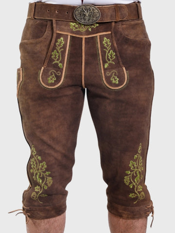 Traditional Brown Bundhosen with Green Embroidery