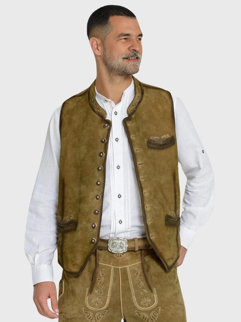 Traditional Dark Tan German Oktoberfest Vest
