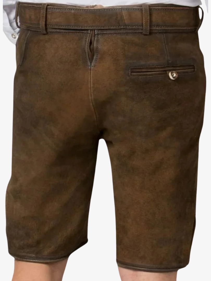 Traditional German Plus Size Lederhosen Back View in Premium Brown Suede Leather