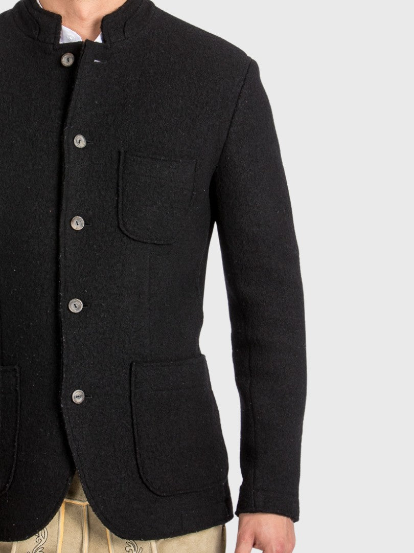 Mens Black Wool Bavarian Janker Coat