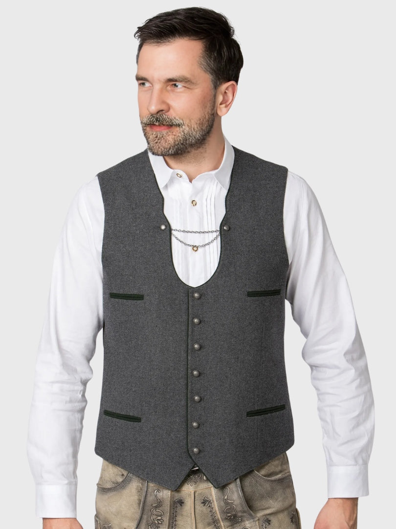 Traditional Grey German Oktoberfest Waistcoat