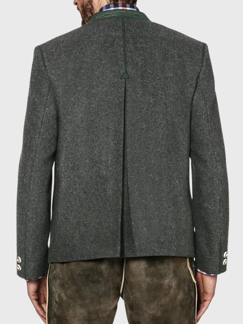 Traditional Grey Wool German Jacket for Men