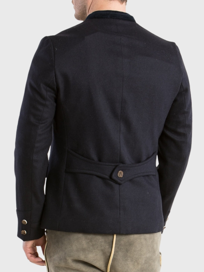 Black Wool Bavarian Coat with Velvet Collar