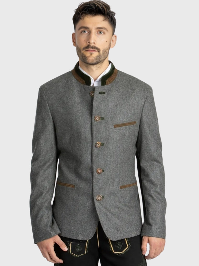 Traditional Mens Grey Trachten Wool Coat