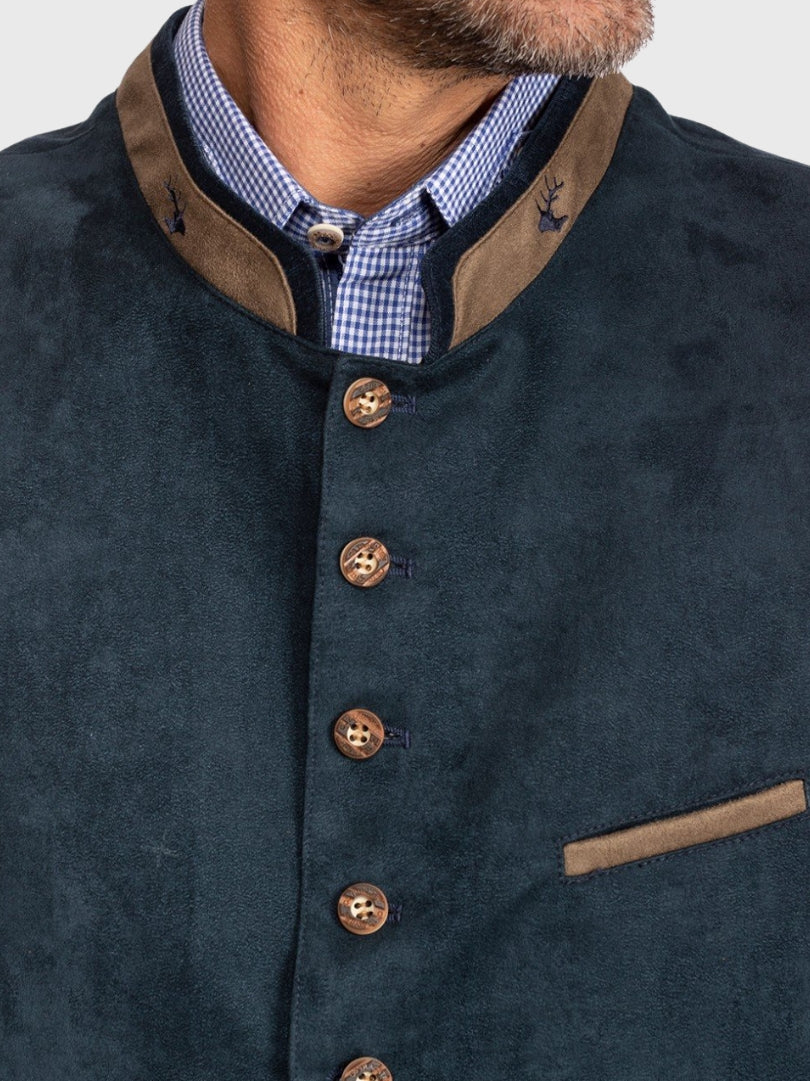 Traditional Navy Suede German Oktoberfest Waistcoat