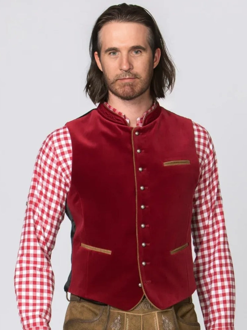 Traditional Red Velvet Oktoberfest Vest