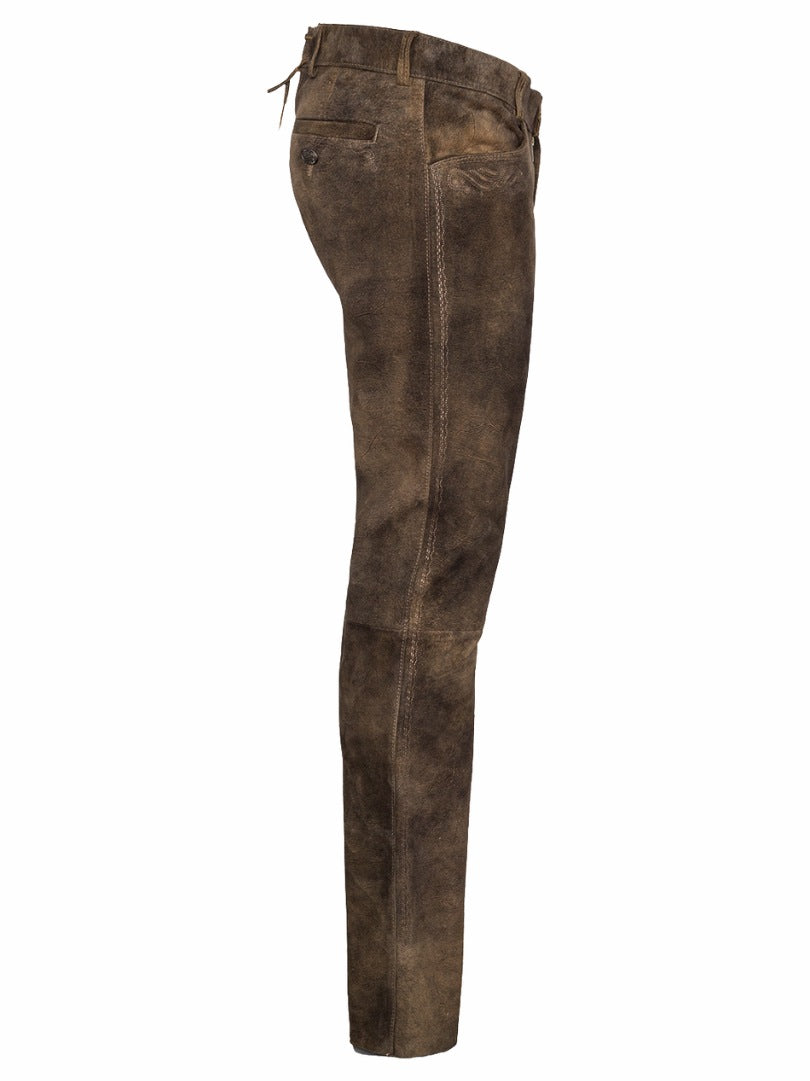 Traditional Trachten leather pants front view brown