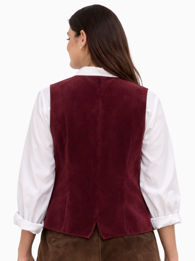 Premium Red Velvet Women Trachten Vest