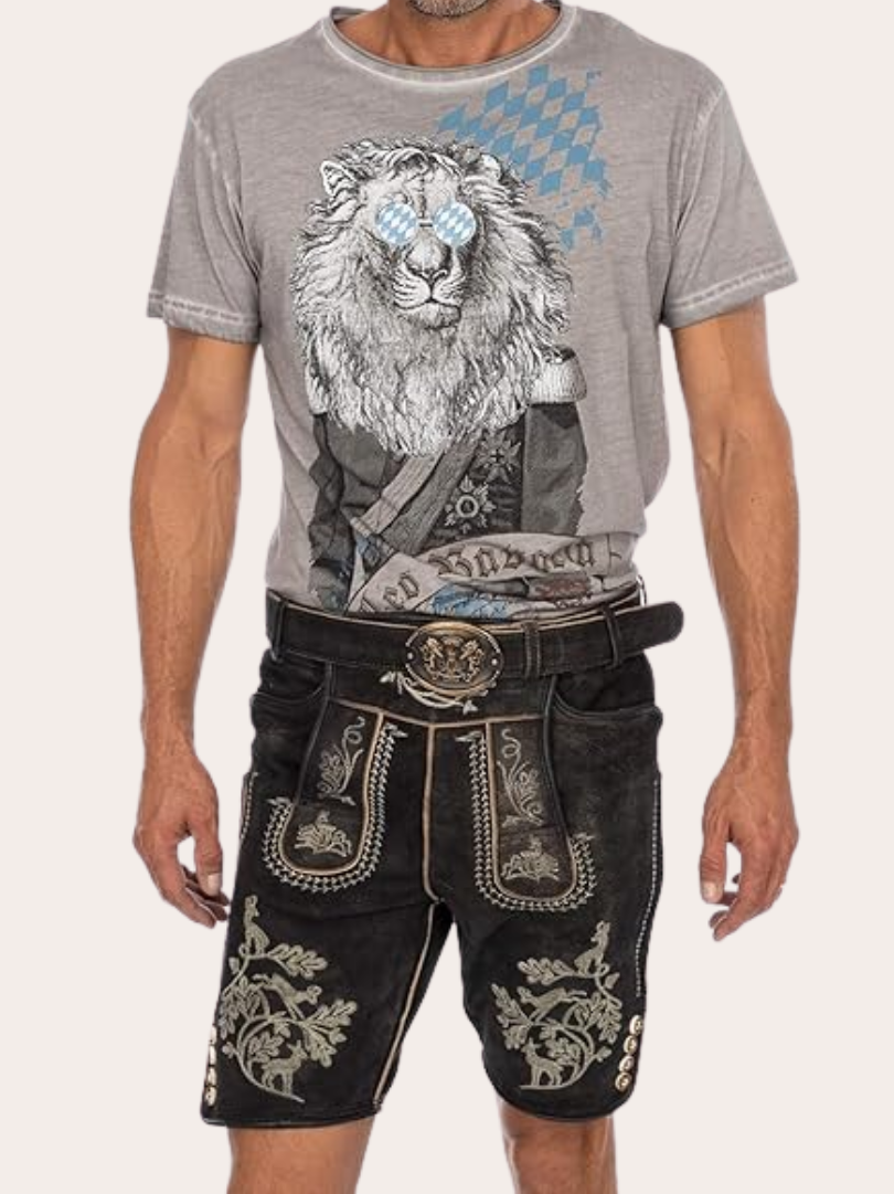 Traditional brown lederhosen outfit