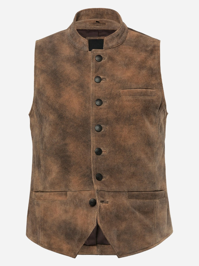 Vintage Brown German Lederhosen Vest for Oktoberfest