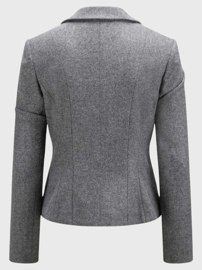 Vintage-Inspired Grey Wool Coat Jacket