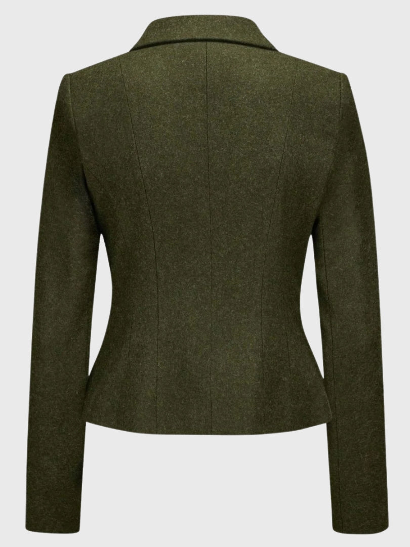 Vintage-Inspired Olive Green Wool Blazer