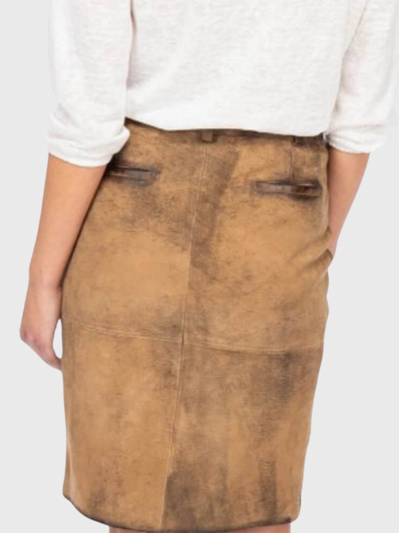 Vintage Light Brown Bavarian Leather Skirt