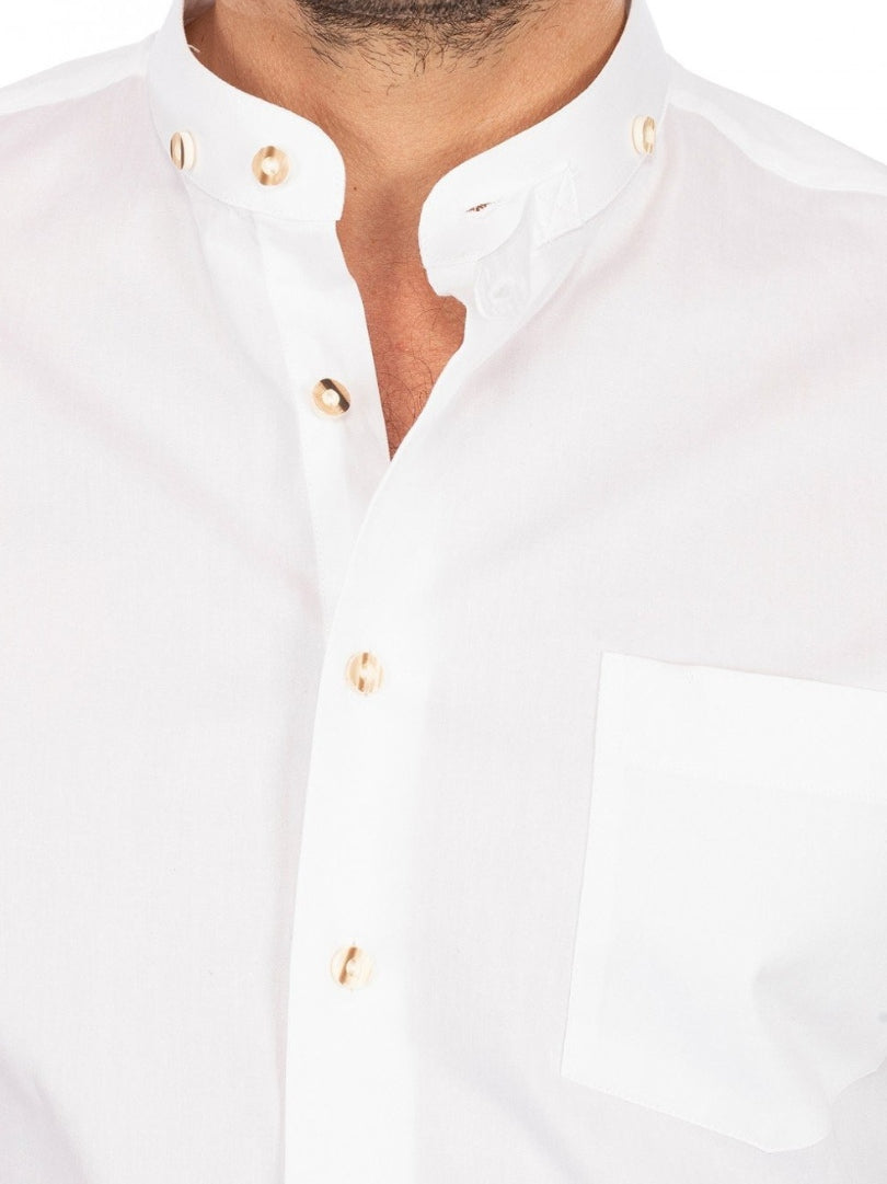 Mens White Bavarian Long Sleeve Trachten Shirt