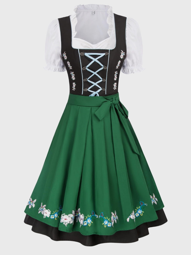 Women Green and Black Bavarian Dirndl Dress
