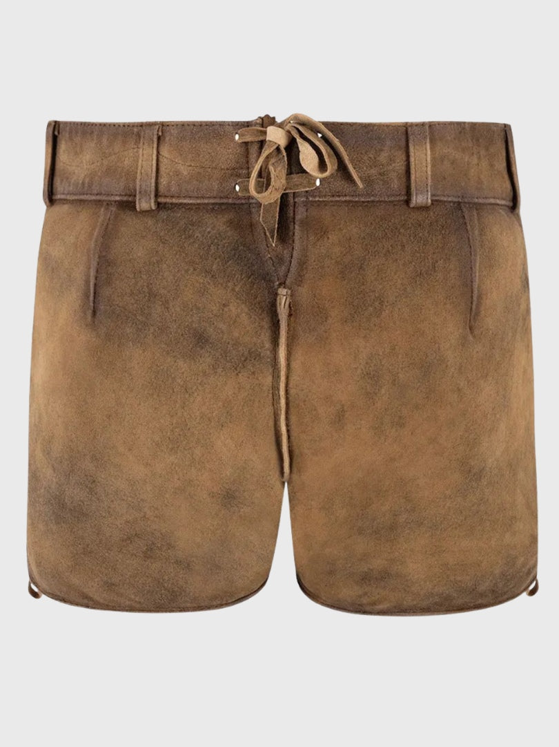 Women Lederhosen Shorts with White Embroidery