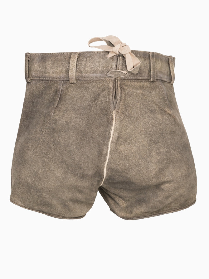 Brown shorts with a belt on a white background