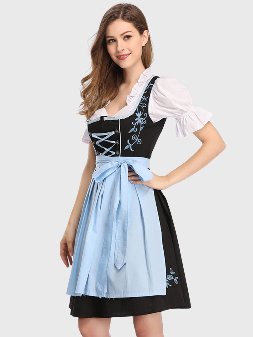 Womens Blue and Black Bavarian Dirndl Dress