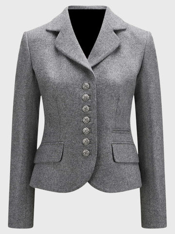 Womens Classic Grey Wool Tailored Blazer