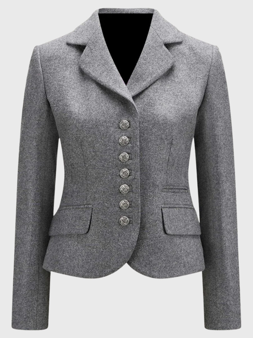 Womens Classic Grey Wool Tailored Blazer