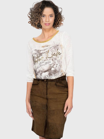 Womens Dark Brown Bavarian Leather Skirt