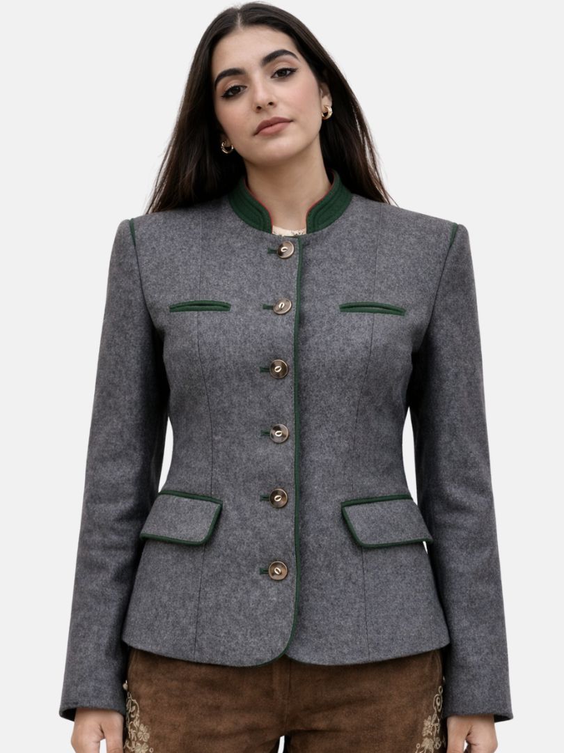 Womens Grey Oktoberfest Trachten Jacket