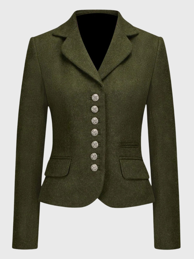 Womens Olive Green Wool Tailored Jacket